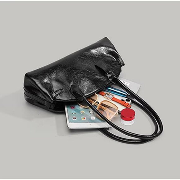 Structured PU Leather Retro Bowling Shoulder Bag - Picture 6 of 15